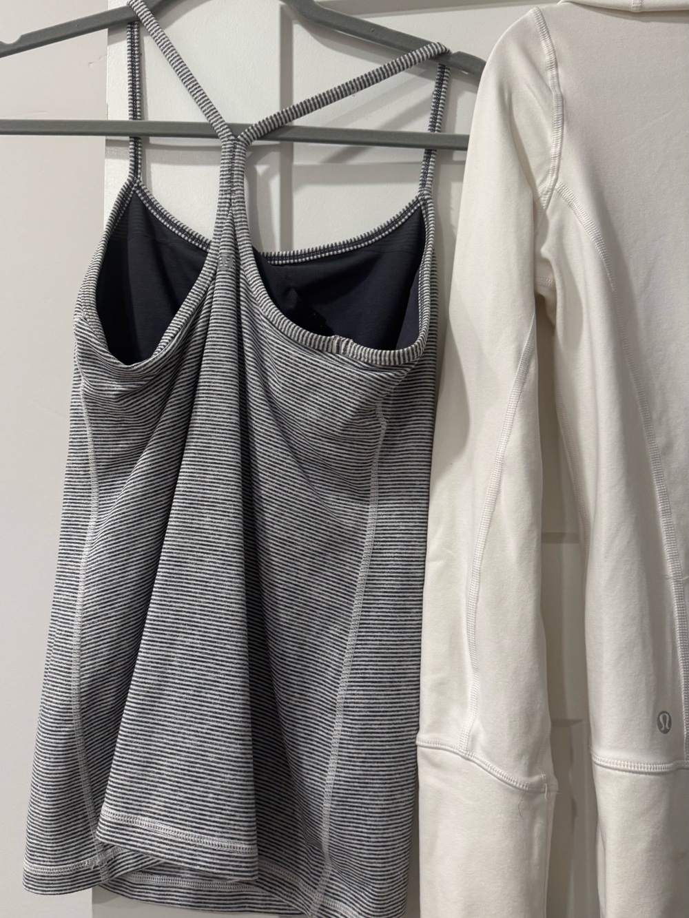 Lululemon Cream Varsity-Style Jacket and matching blue & white tank top - Picture 3 of 8